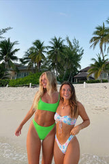 Green Solid Tank Bikini Sets