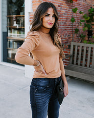 Adamant Puff Sleeve Turtleneck Sweater - Camel