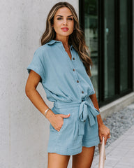 Donnelly Cotton Pocketed Button Down Romper