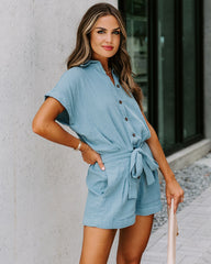 Donnelly Cotton Pocketed Button Down Romper