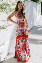 PREORDER - Reina Printed Halter Maxi Dress