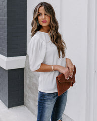 Clarice Statement Sleeve Textured Top - Off White