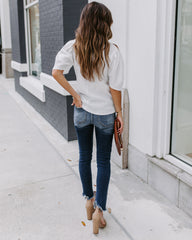 Clarice Statement Sleeve Textured Top - Off White