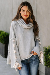 Sit Back And Relax Cotton Blend Cowl Neck Hooded Pullover