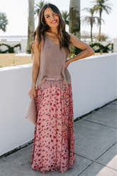 Featherweight Mix Print Floral Maxi Skirt