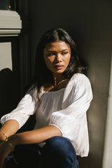 Stevie Plisse Blouse in Cream