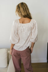 Stevie Plisse Blouse in Cream