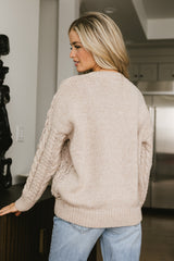 Annie Cable Knit Sweater in Taupe