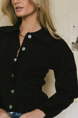 Gianna Ribbed Cardigan in Black