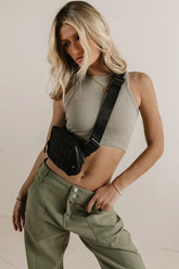 Ines Waffle Knit Tank in Moss - FINAL SALE