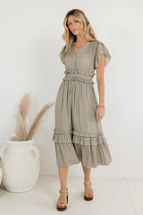 Willa Ruffle Dress in Sage