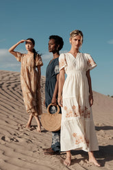 Isabeau Embroidered Maxi Dress in Cream