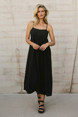 Genevieve Empire Midi Dress in Black