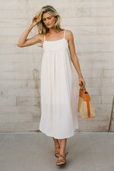 Genevieve Empire Midi Dress in Ivory - FINAL SALE