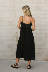 Genevieve Empire Midi Dress in Black