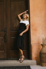 Florence Smocked Midi Dress in Black