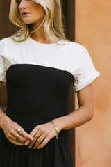 Florence Smocked Midi Dress in Black