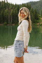 Hester Waffle Knit Top in Cream - FINAL SALE