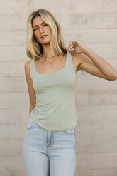 Scoop Neck Tank in Sage
