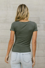 Scoop Neck Tee in Charcoal