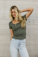 Scoop Neck Tee in Charcoal