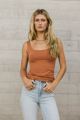 Scoop Neck Tank in Rust