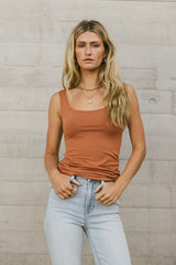 Scoop Neck Tank in Rust