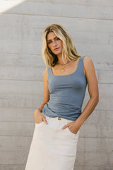 Scoop Neck Tank in Slate