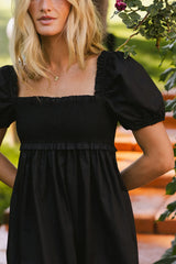 Haven Smocked Mini Dress in Black - FINAL SALE