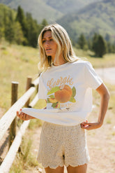 Cute Peach Print Short Sleeves Tee