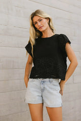 Myra Embroidered Blouse in Black