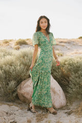 Manoella Floral Maxi Dress in Green