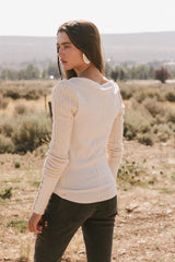 Naomi Cable Knit Sleeve Top in Cream