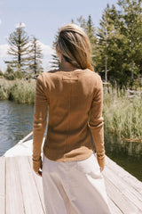 Conrad Fitted Waffle Tee in Camel