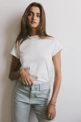 Marley Mock Neck Tee in White