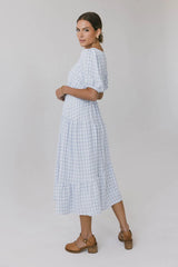 Melina Plaid Midi Dress in Blue