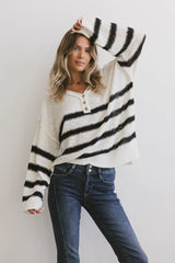 Gracia Striped Sweater Top in Cream