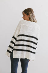 Gracia Striped Sweater Top in Cream
