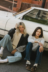 Abara Colorblock Sweater in Charcoal