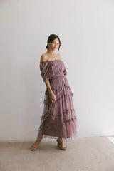 Eugena Ruffled Maxi Dress in Lavender