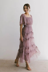 Eugena Ruffled Maxi Dress in Lavender