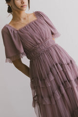 Eugena Ruffled Maxi Dress in Lavender