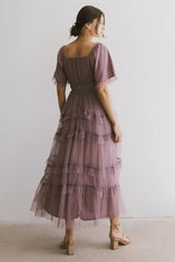 Eugena Ruffled Maxi Dress in Lavender