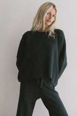 Jesse Waffle Knit Top in Navy