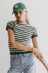 Wrenna Fuzzy Sweater Top in Hunter Green