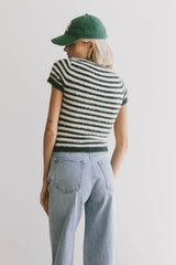 Wrenna Fuzzy Sweater Top in Hunter Green