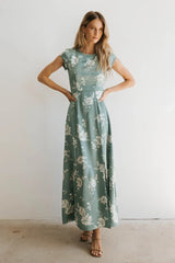 Daniella Floral Dress in Sage