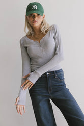 Zela Ribbed Top in Heather Grey