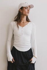 Zela Ribbed Top in Ivory