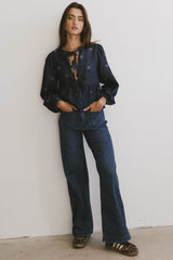 Maggie Peplum Tie Blouse With Bow Detail